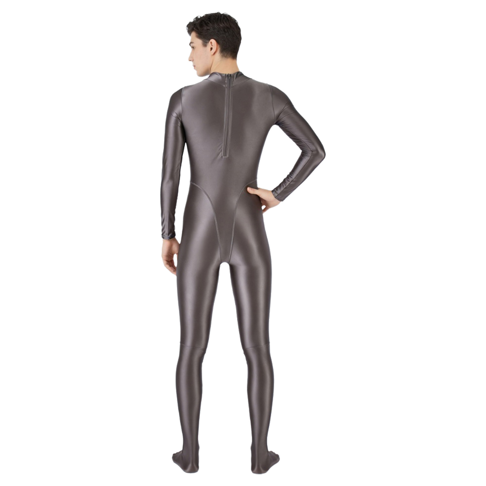 남성용 광택 원피스 수영복 오일 샤이니 긴팔 뒷지퍼 래 - Wetsuit Men 리뷰 및 가격